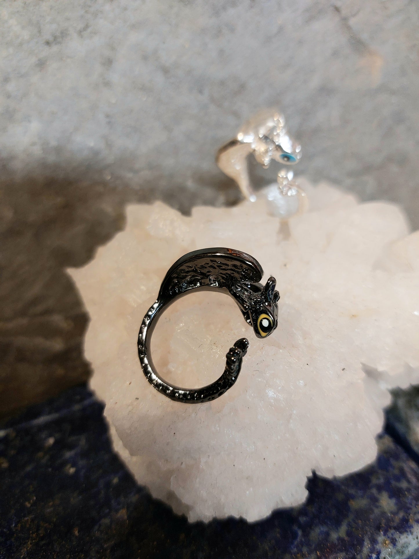 Dragon Ring, Toothless, Light Fury, adjustable, one size, open ring, fantasy