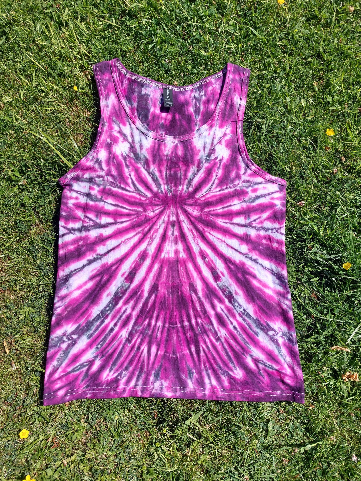 Dark pink spider firework festival tie dye t shirt tank vest top men's summer size S-2XL