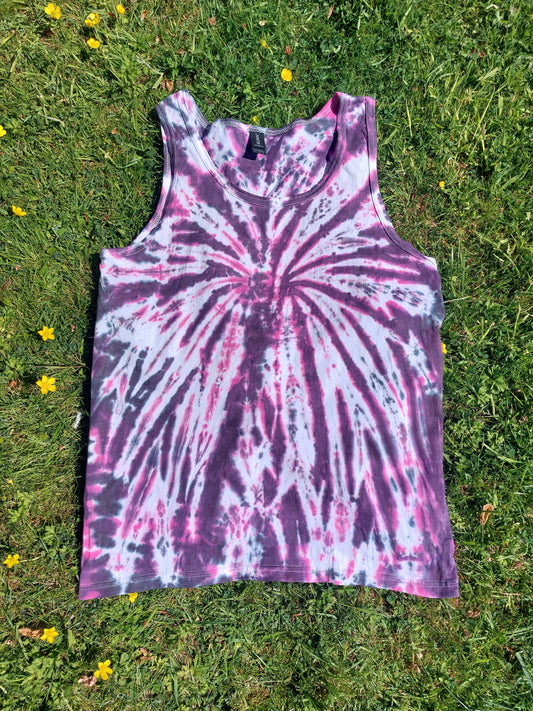 Dark pink spider firework festival tie dye t shirt tank vest top men's summer size S-2XL