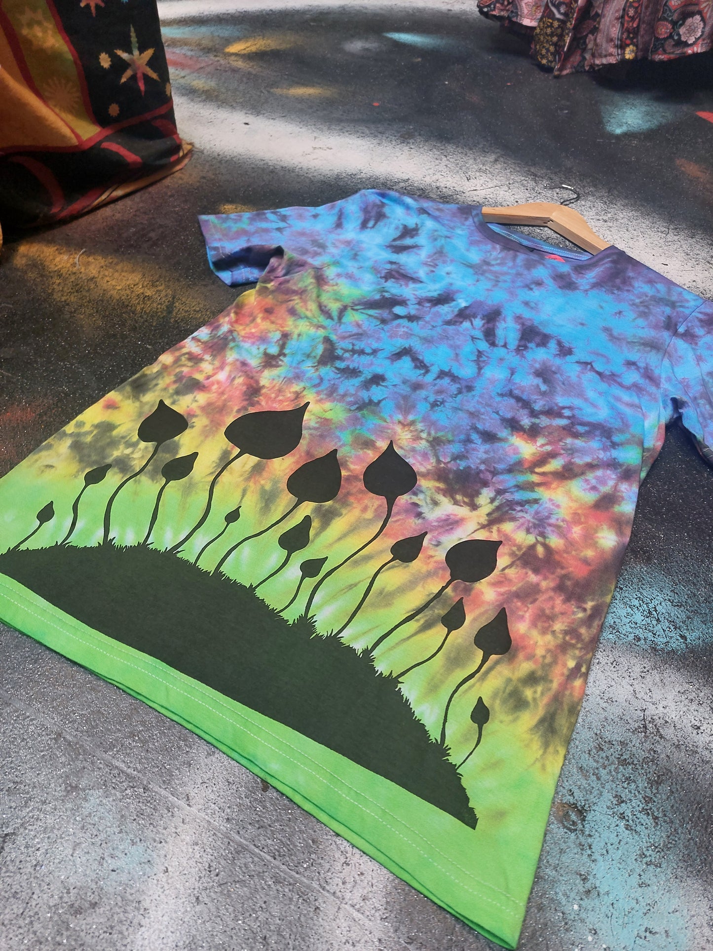 Tie Dye magic mushroom T shirt handprinted print UNISEX S-5XL