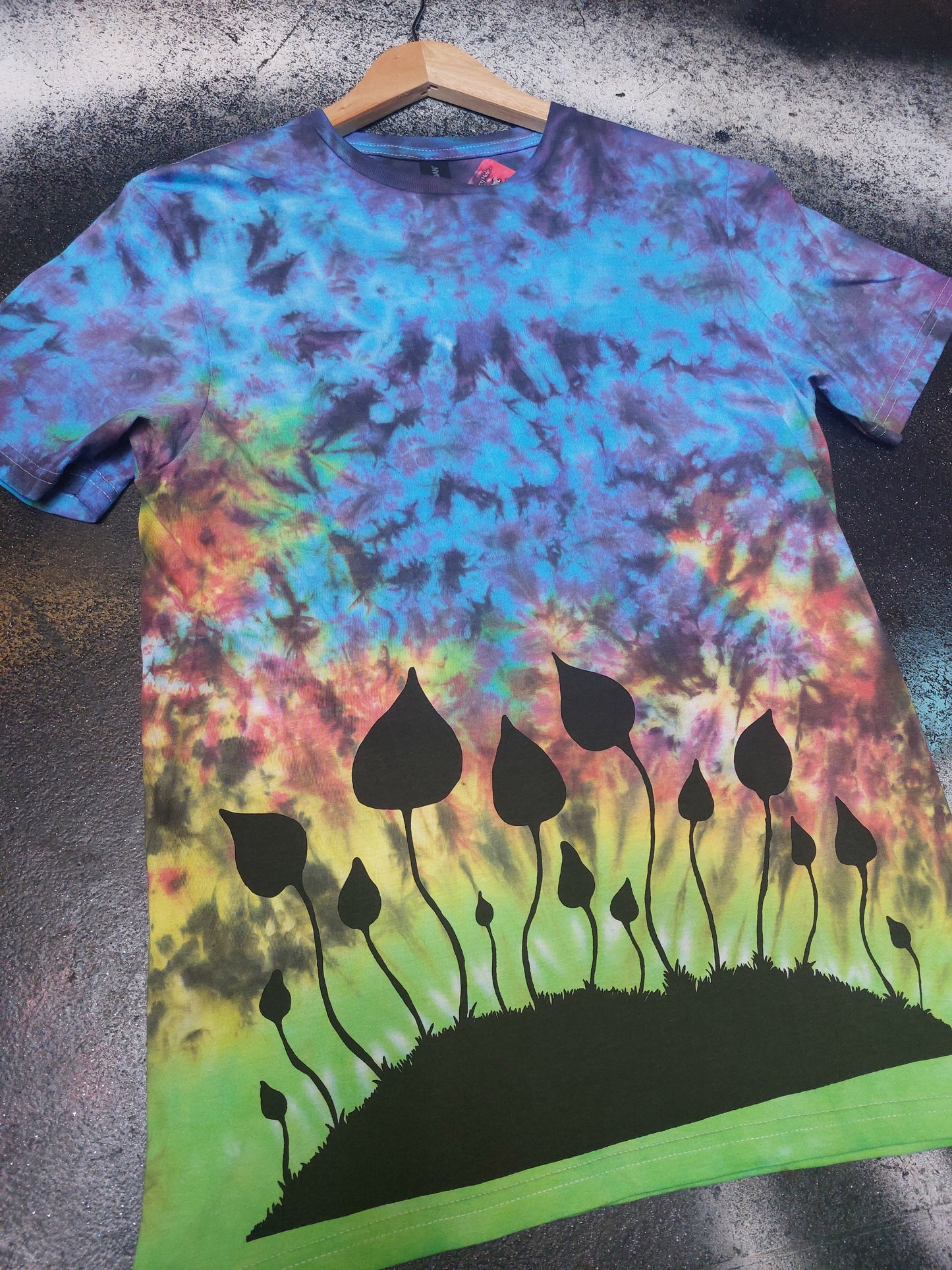 Tie Dye magic mushroom T shirt handprinted print UNISEX S-5XL