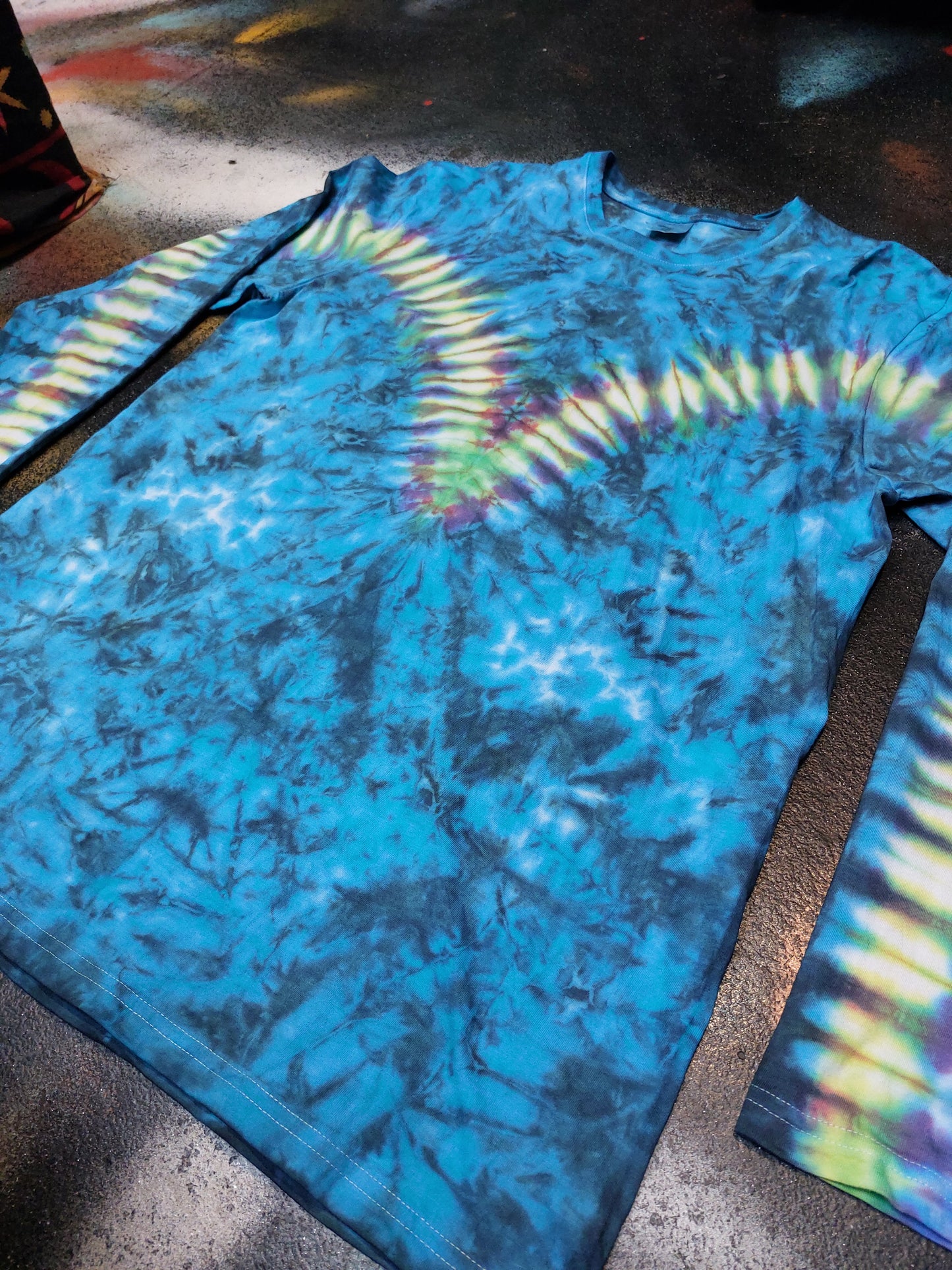 Tie Dye rainbow V long sleeve T shirt UNISEX S-4XL