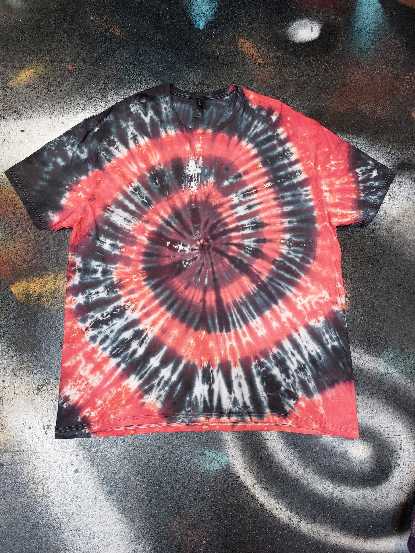 Tie Dye red black spiral T shirt UNISEX S-5XL