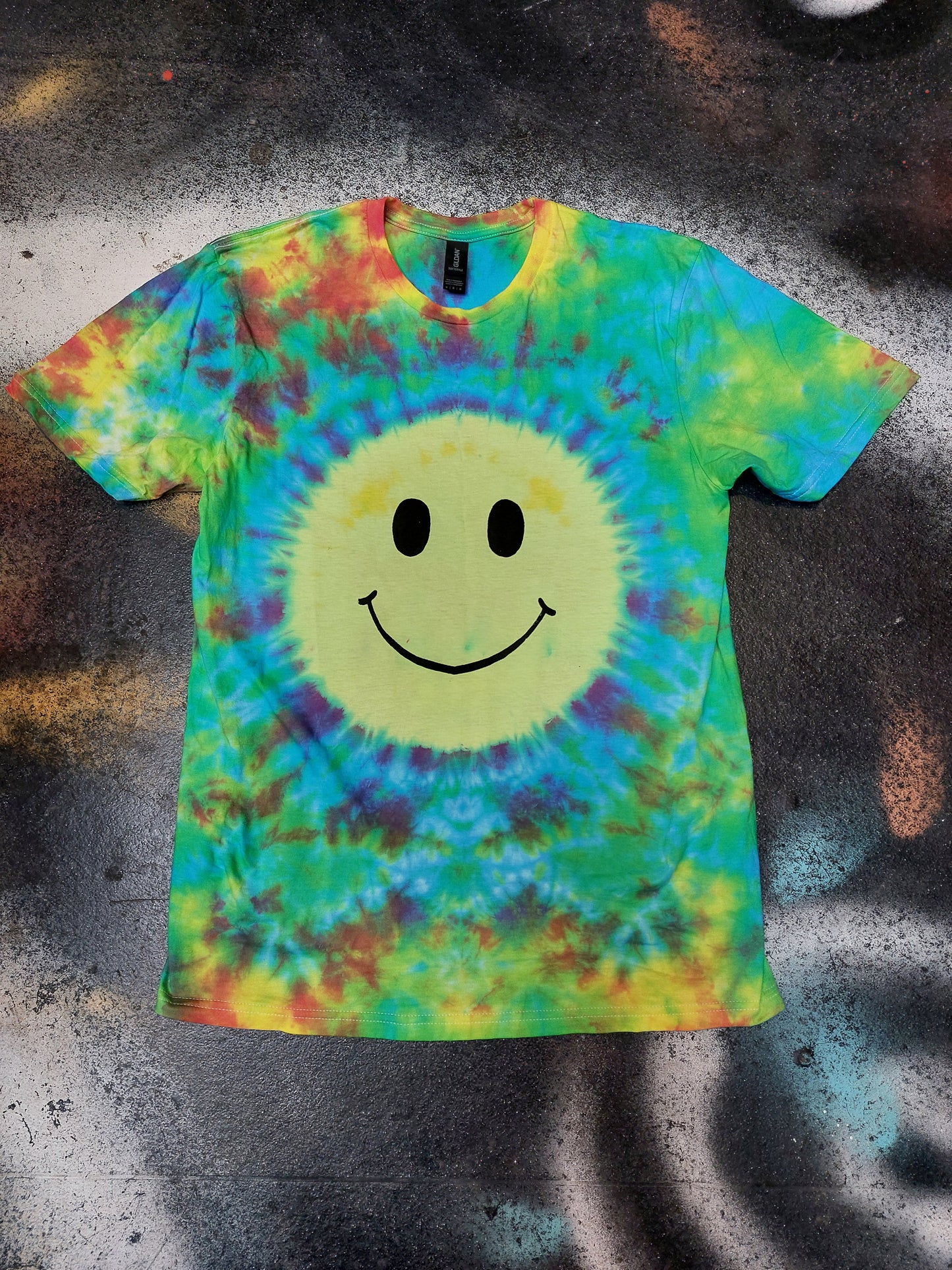 UV Reactive Acid Smiley Face Tie Dye Rave T Shirt sizes S-5XL