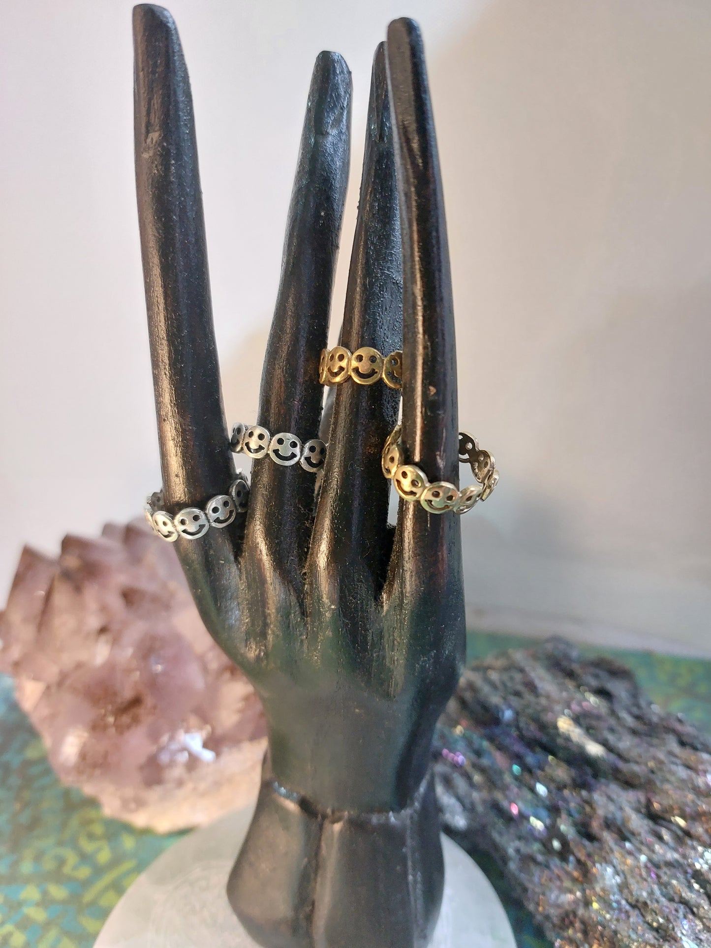 Smiley Face Ring Indian Brass wrap around