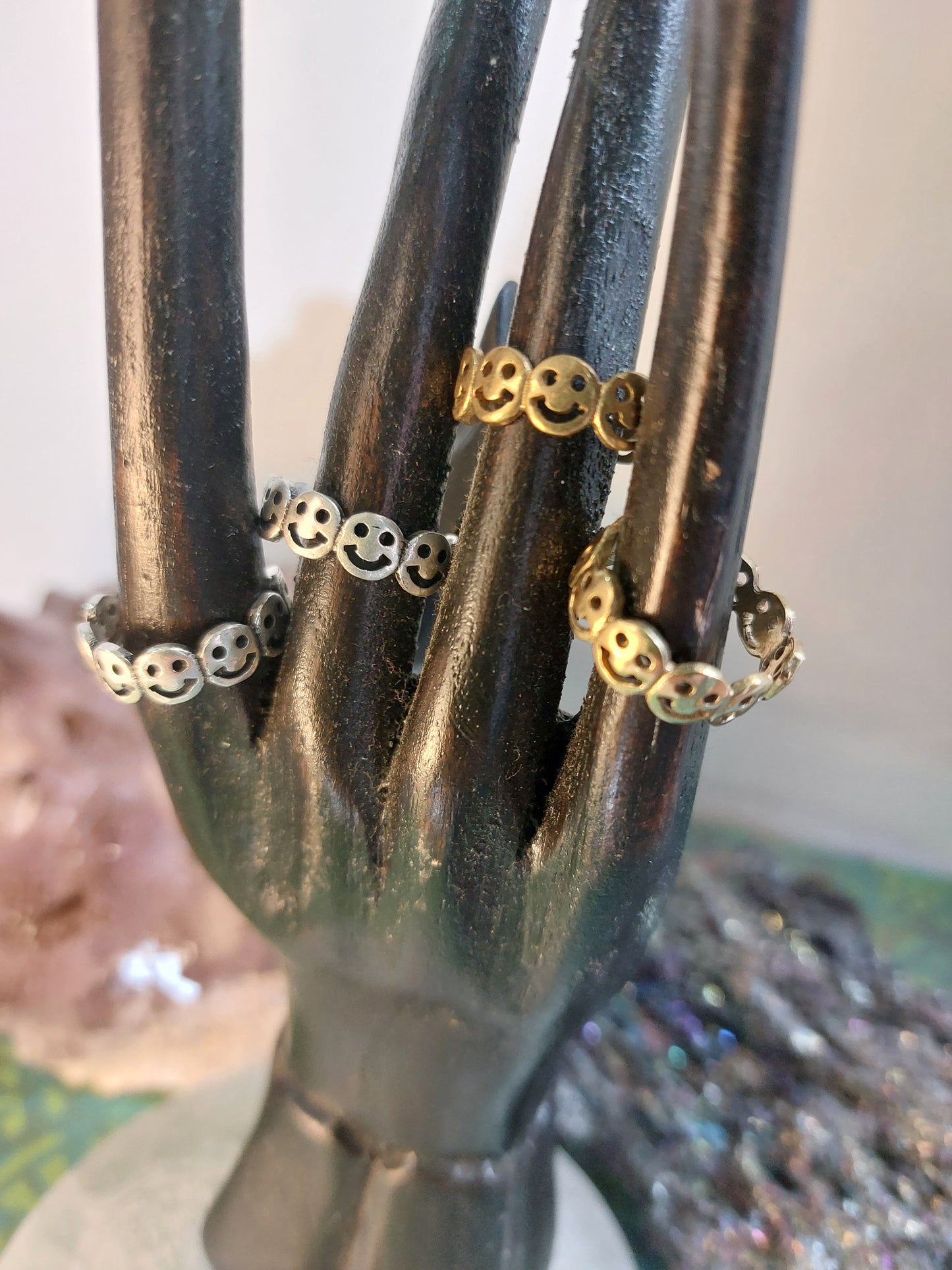 Smiley Face Ring Indian Brass wrap around