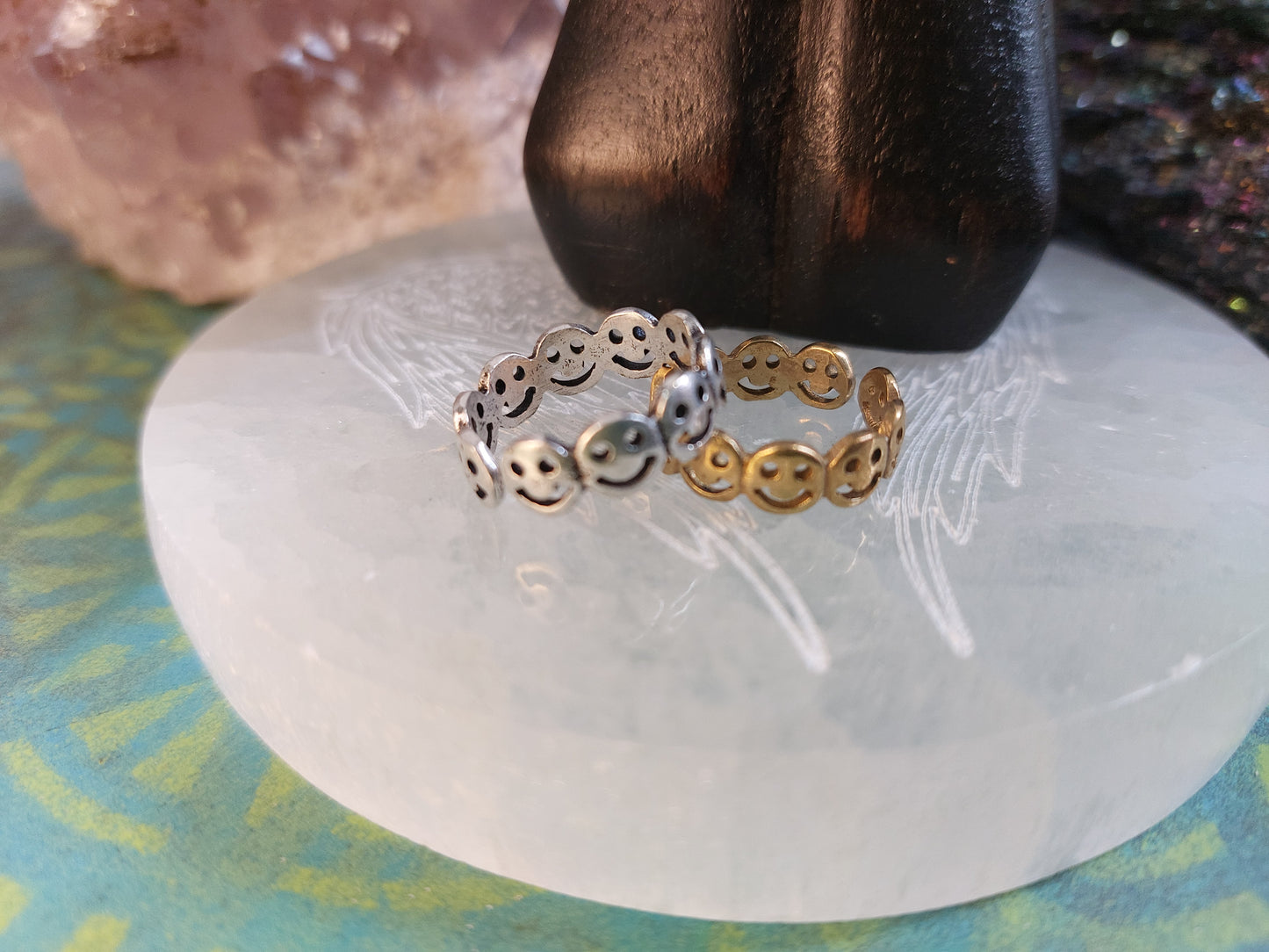 Smiley Face Ring Indian Brass wrap around