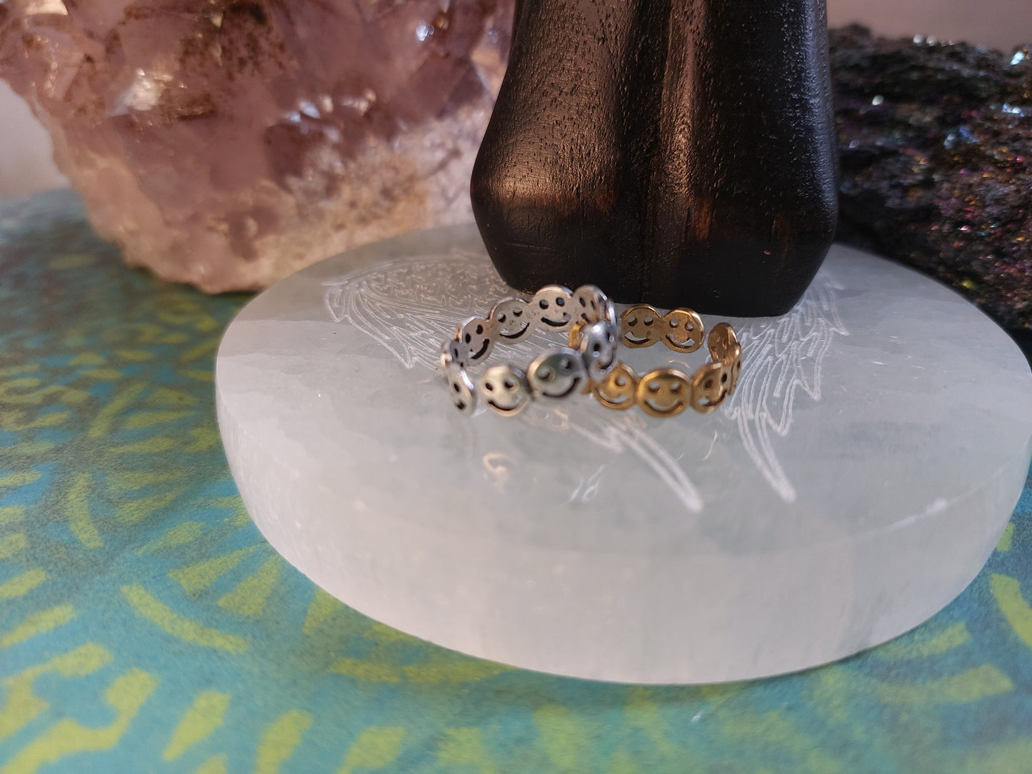 Smiley Face Ring Indian Brass wrap around