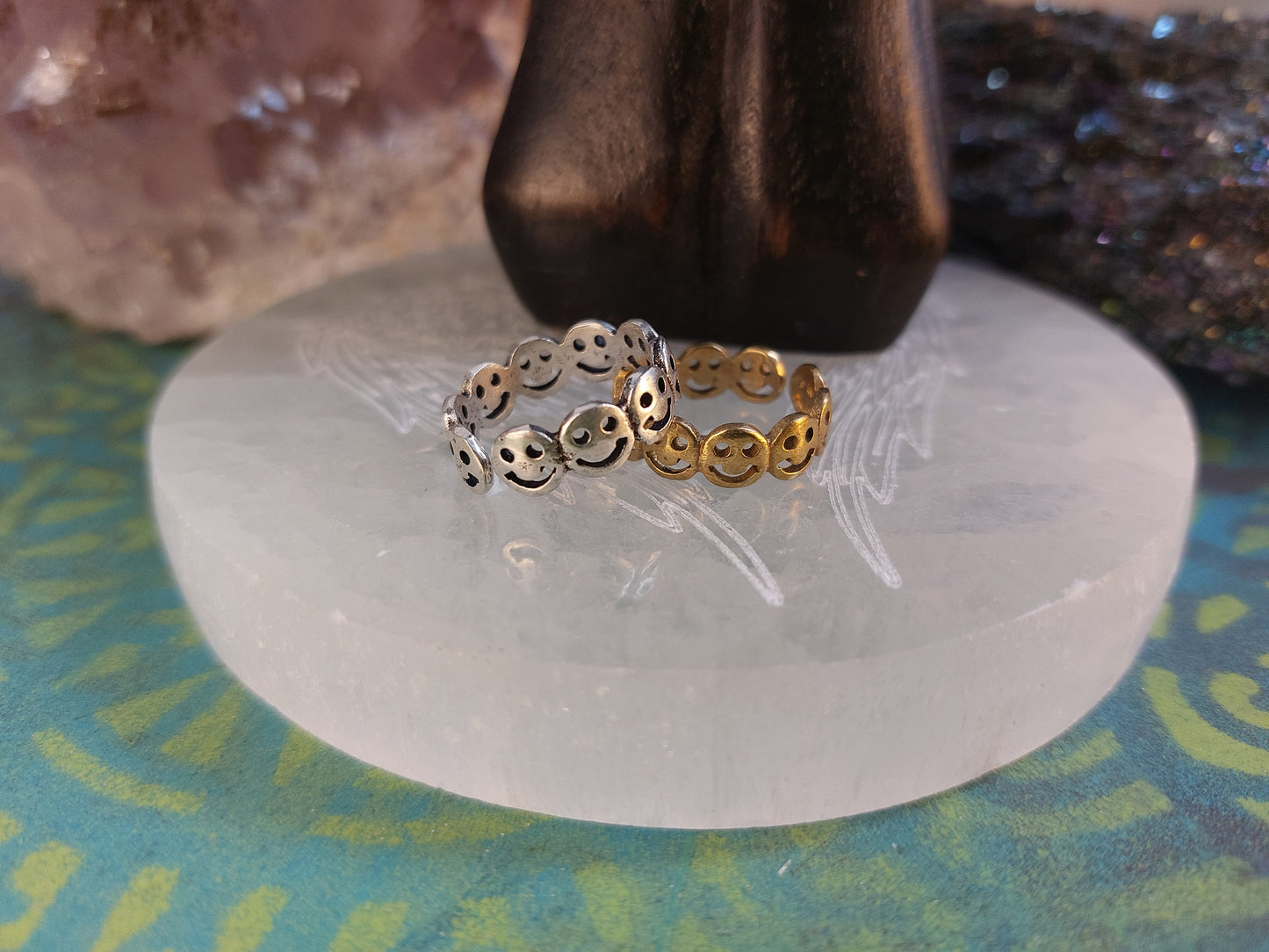 Smiley Face Ring Indian Brass wrap around