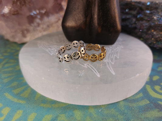 Smile Face Ring Indian Brass wrap around