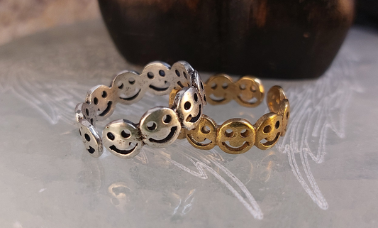 Smiley Face Ring Indian Brass wrap around