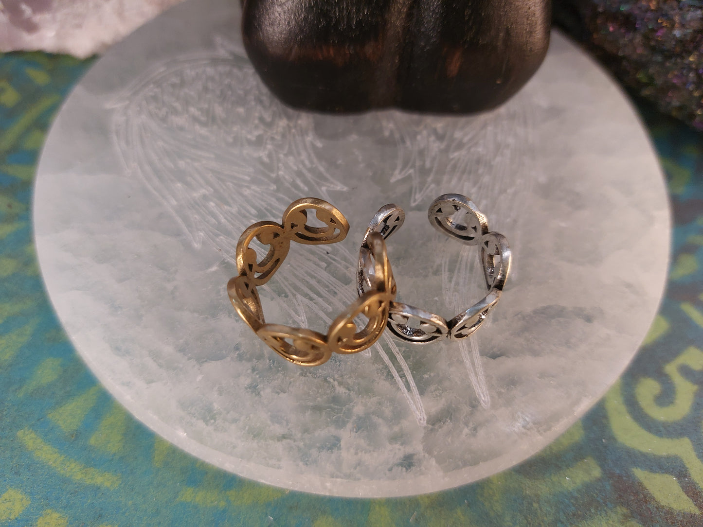 Smiley Face hollow Ring Indian Brass wrap around