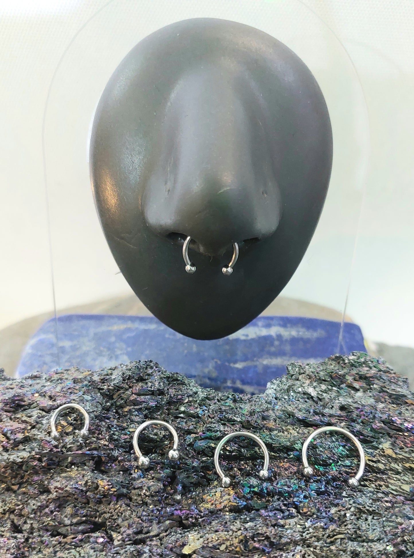 Circular Barbell Horseshoe Steel piercing ring 1.2mm various sizes