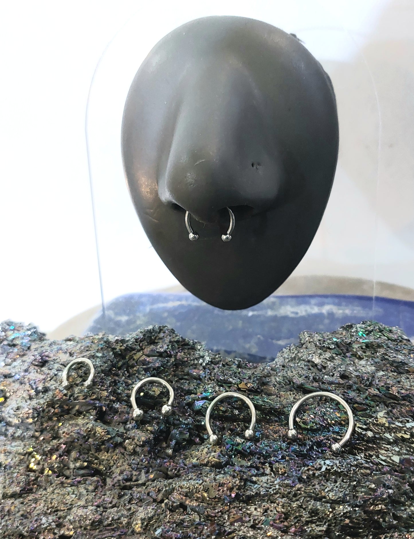 Circular Barbell Horseshoe Steel piercing ring 1.2mm various sizes