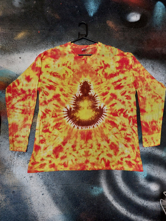 Tie Dye Buddha chakra long sleeve T shirt Orange
