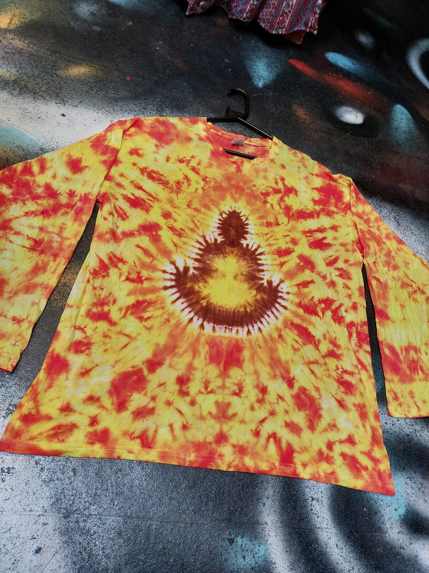 Tie Dye Buddha chakra long sleeve T shirt Orange