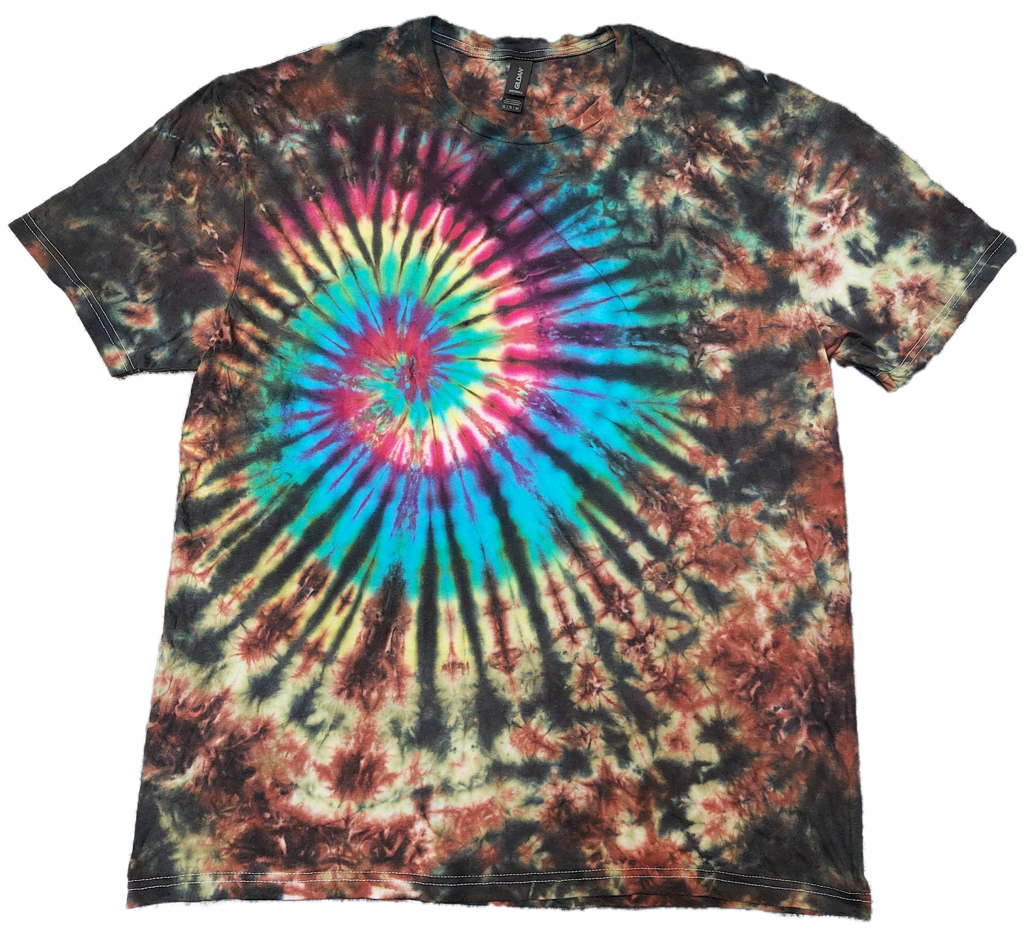 Tie Dye rainbow spiral brown festival hippy handmade T shirt UNISEX S-5XL
