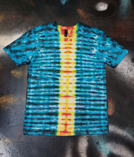 Tie Dye pleat fan fold stripe festival T shirt UNISEX S-5XL