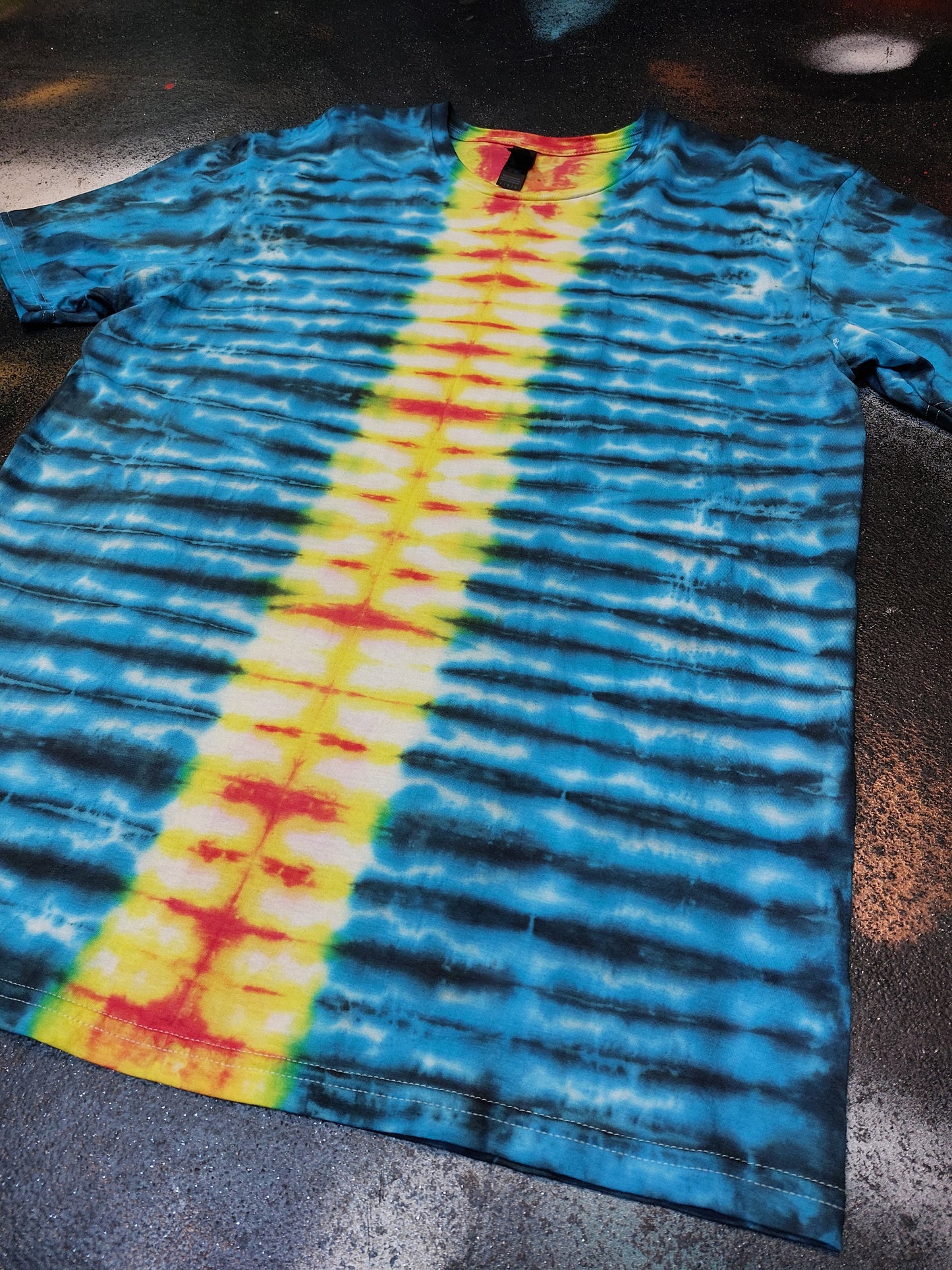 Tie Dye pleat fan fold stripe festival T shirt UNISEX S-5XL