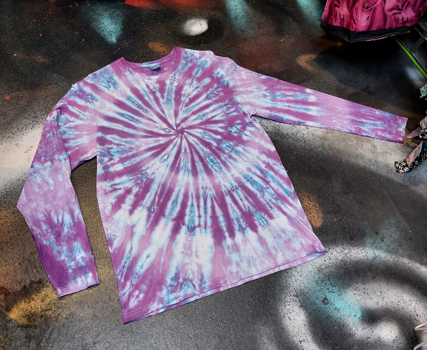 Tie Dye Purple Lilac Spiral swirl long sleeve T shirt UNISEX S-4XL