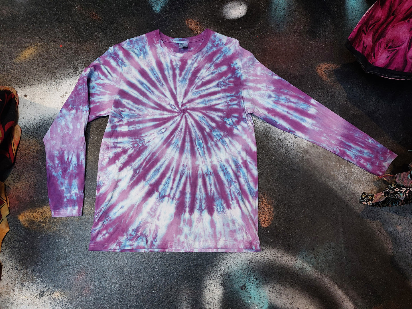 Tie Dye Purple Lilac Spiral swirl long sleeve T shirt UNISEX S-4XL