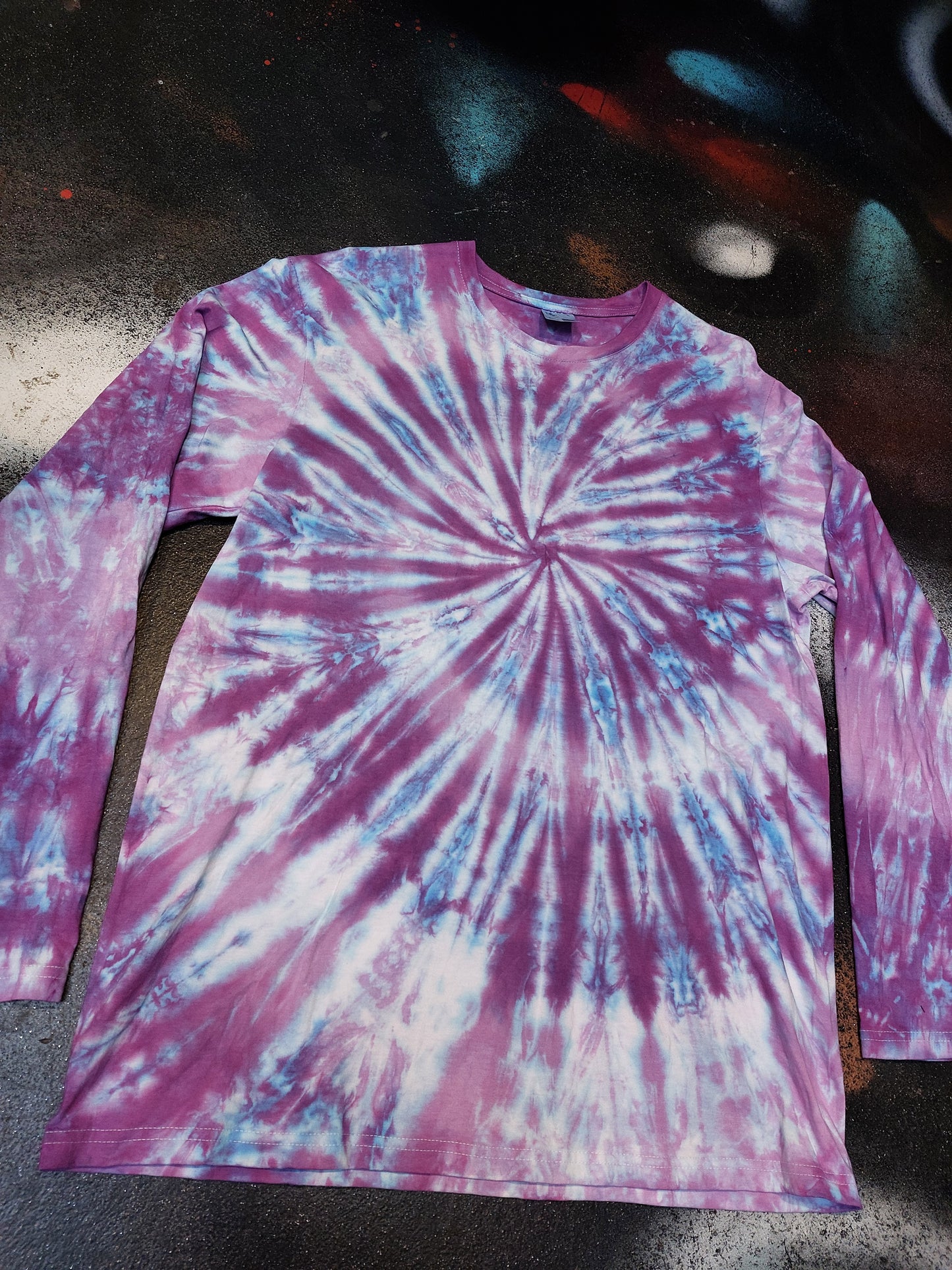 Tie Dye Purple Lilac Spiral swirl long sleeve T shirt UNISEX S-4XL