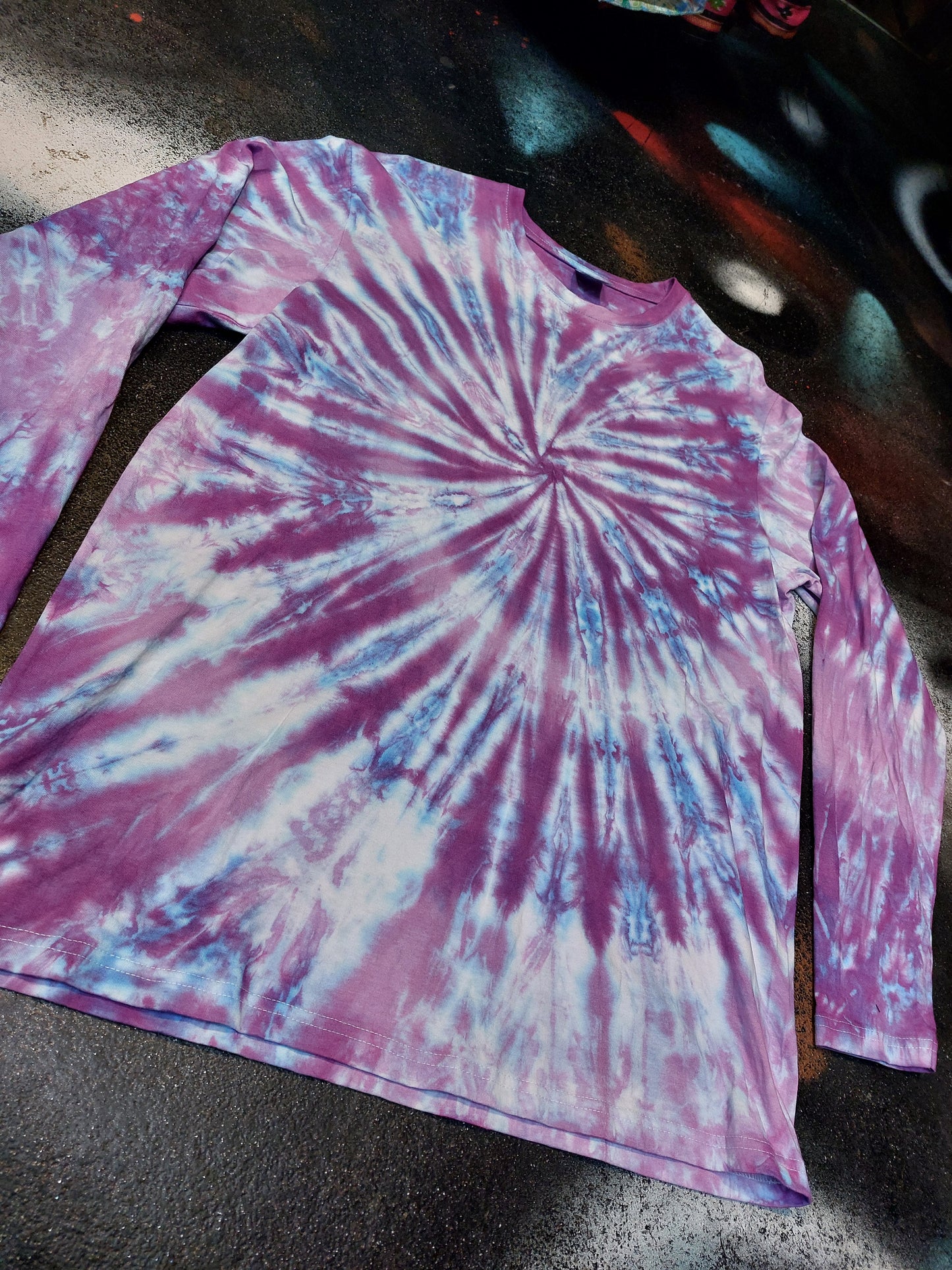 Tie Dye Purple Lilac Spiral swirl long sleeve T shirt UNISEX S-4XL