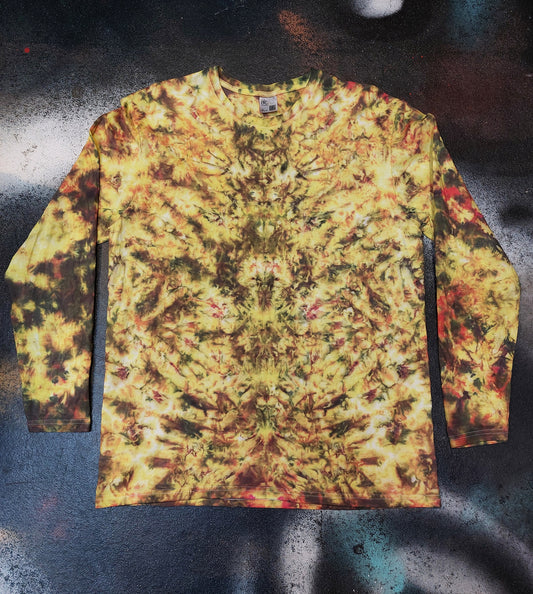 Tie Dye totem scrunch long sleeve Firey T shirt UNISEX S-4XL