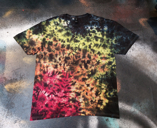 Tie Dye black fire scrunch T shirt UNISEX S-5XL