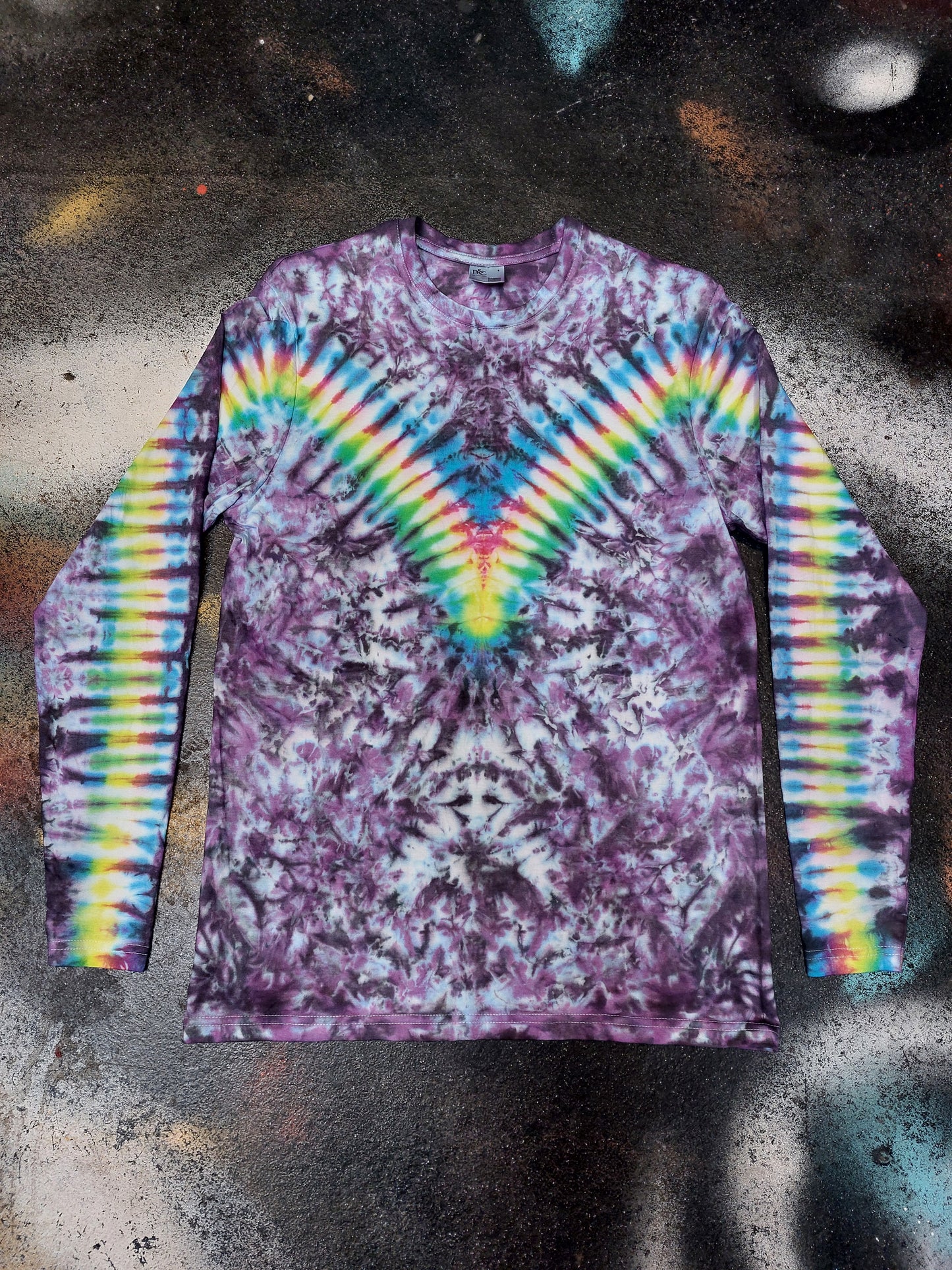 Tie Dye Purple Rainbow V long sleeve T shirt UNISEX S-4XL