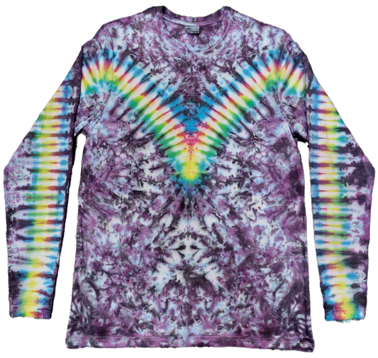 Tie Dye Purple Rainbow V long sleeve T shirt UNISEX S-4XL