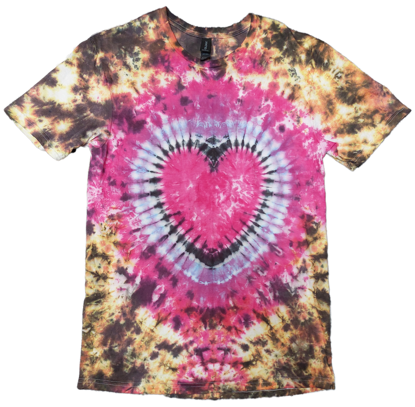 Tie Dye Heart T shirt pink orange black S-5XL