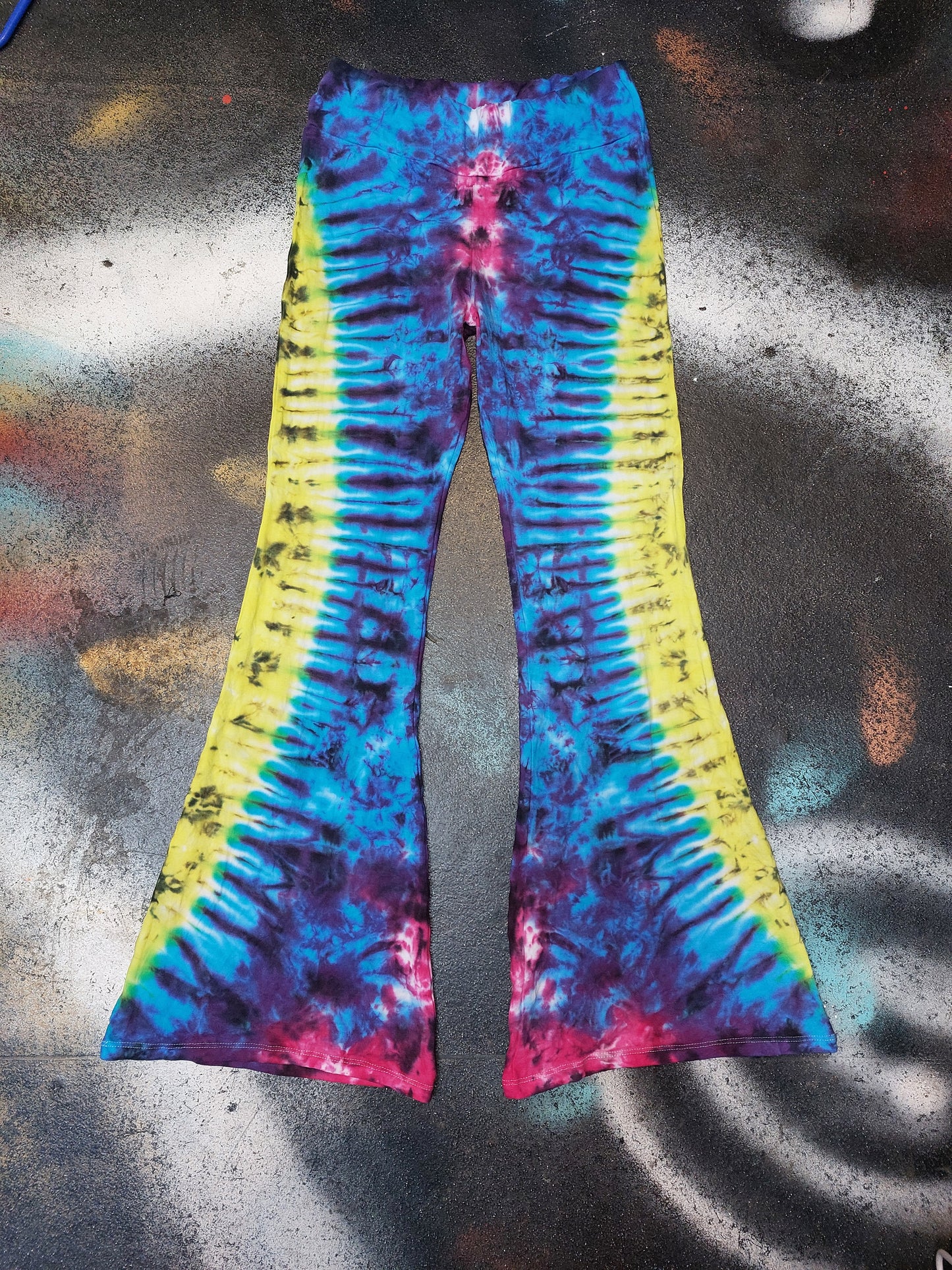 Tie Dye Psychedelic Handmade Hippy Flares Leggings Yoga pants custom design