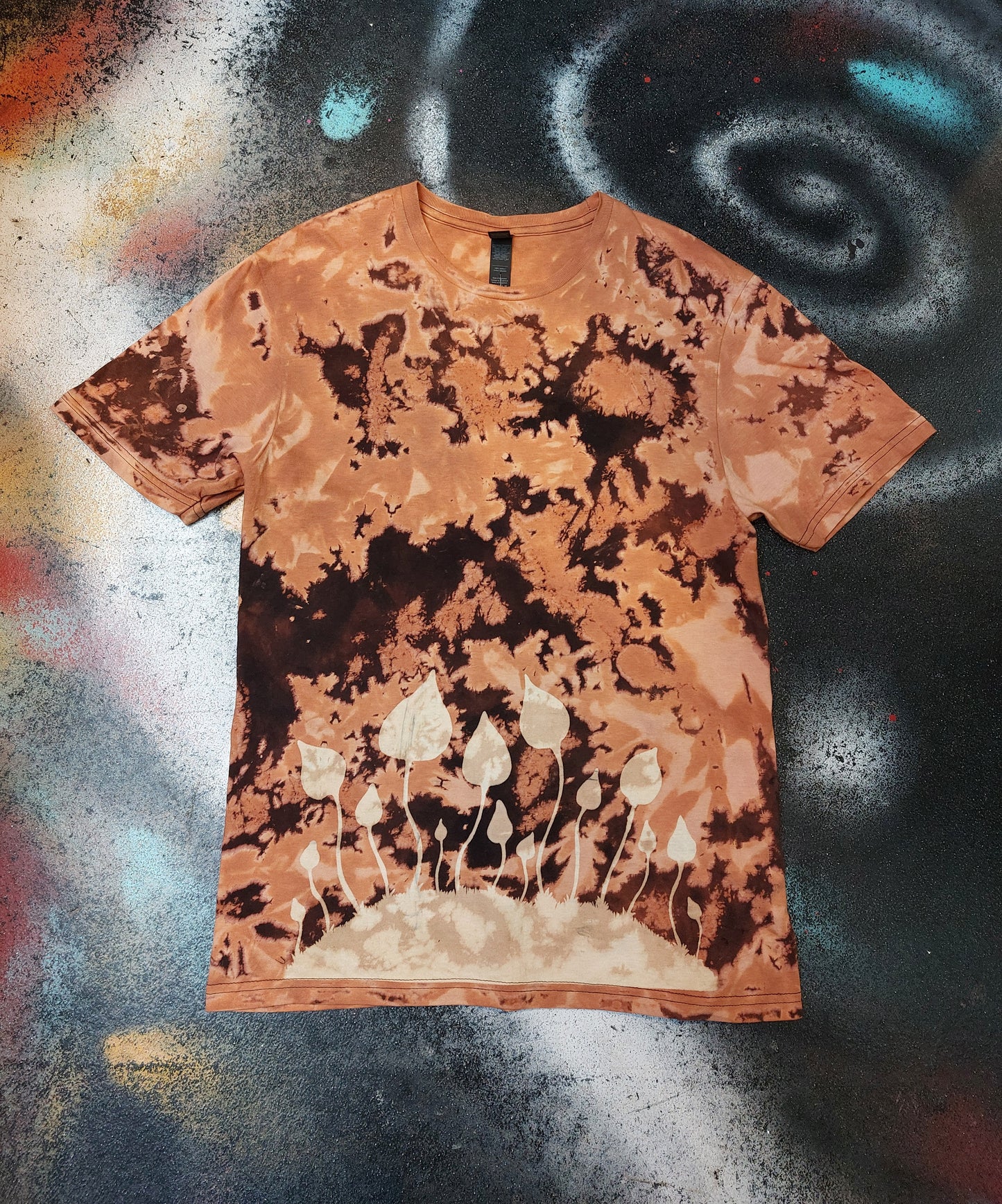 Tie Dye magic mushroom T shirt acid dye reverse print UNISEX S-5XL