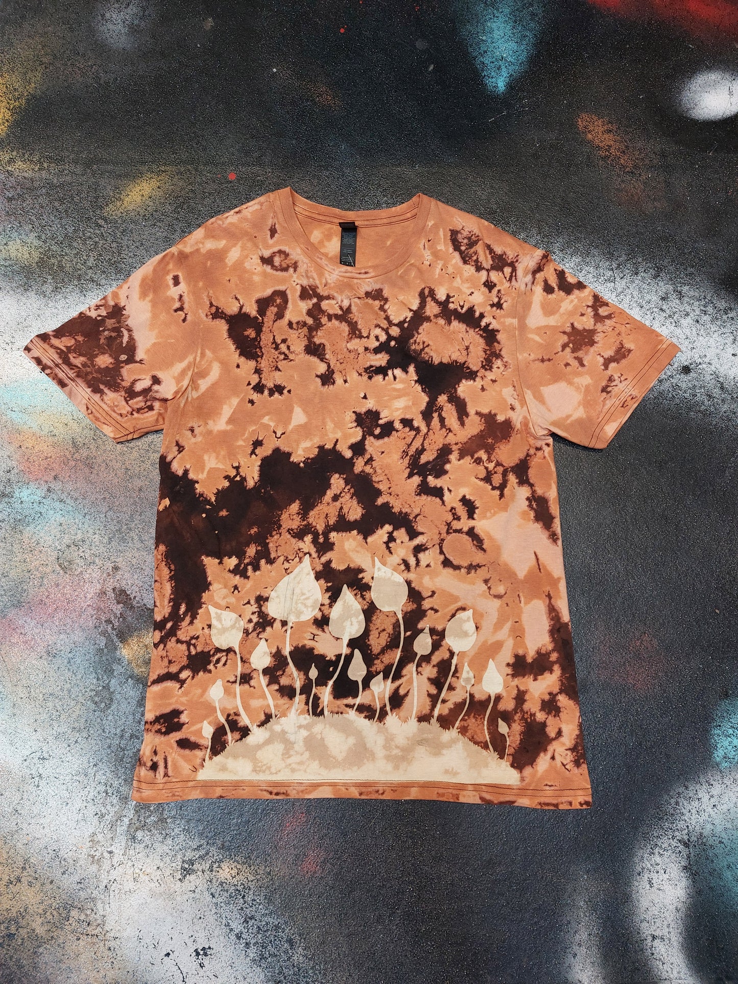 Tie Dye magic mushroom T shirt acid dye reverse print UNISEX S-5XL