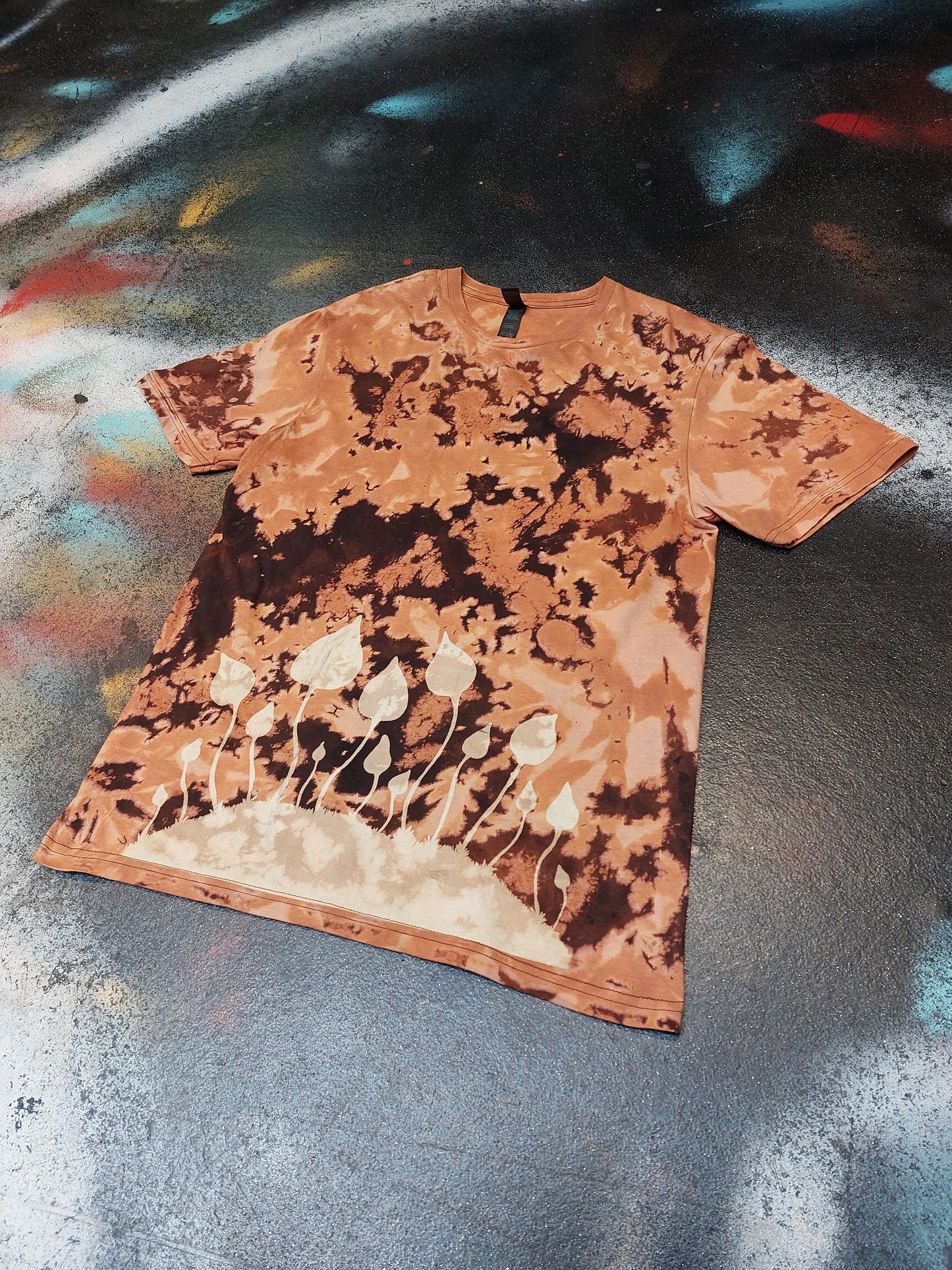 Tie Dye magic mushroom T shirt acid dye reverse print UNISEX S-5XL