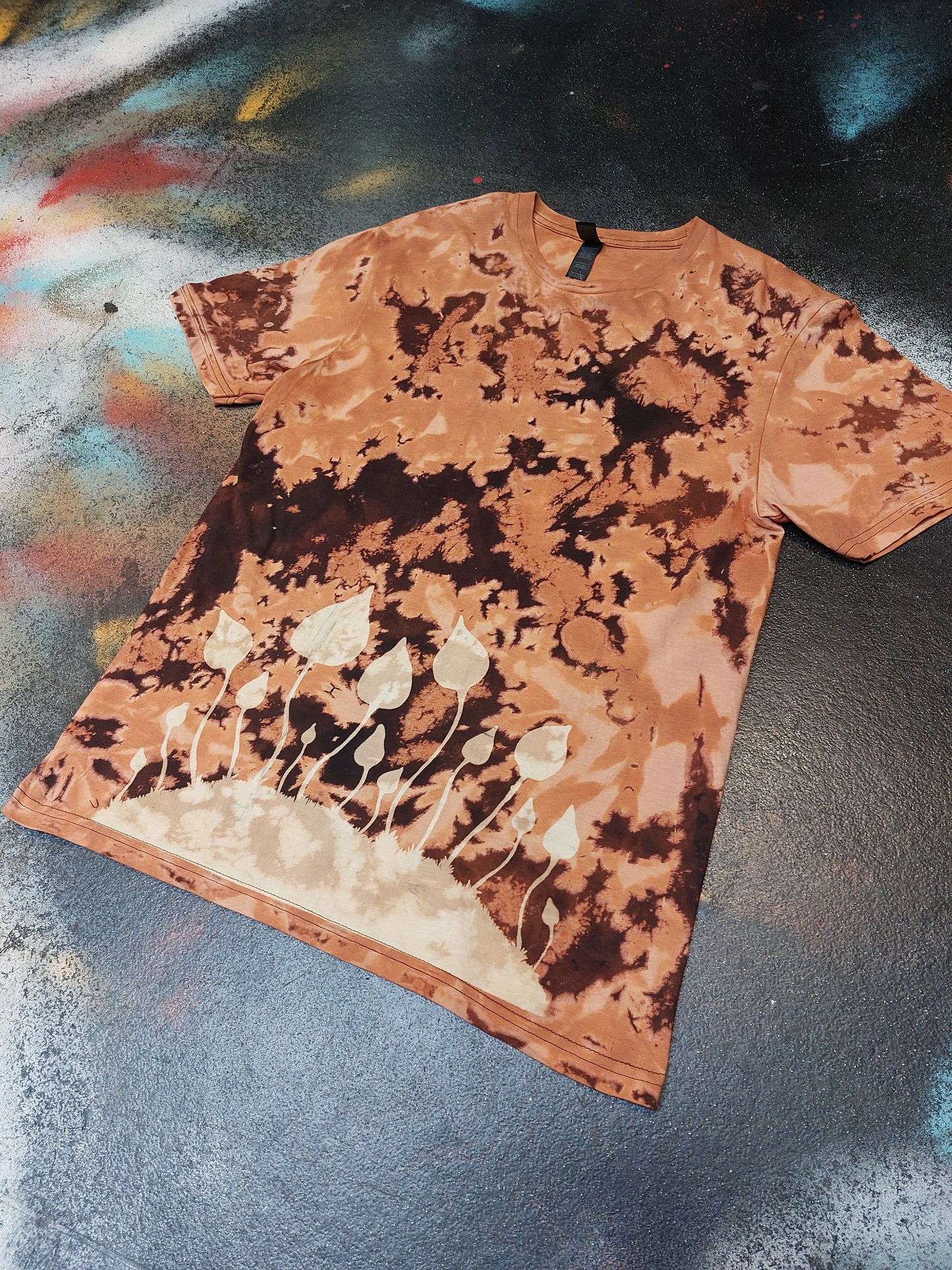 Tie Dye magic mushroom T shirt acid dye reverse print UNISEX S-5XL