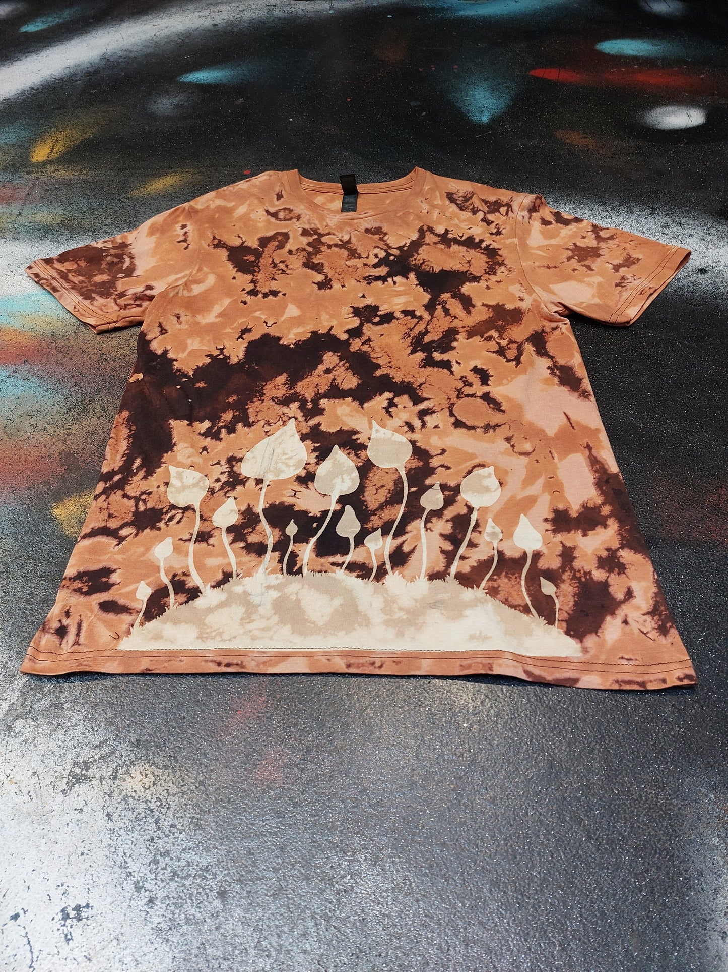 Tie Dye magic mushroom T shirt acid dye reverse print UNISEX S-5XL