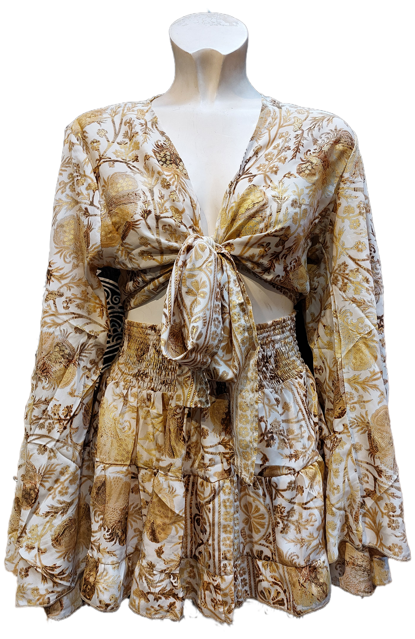 Crop Top & Rara Skirt GOLD Matching Set Indian Silk
