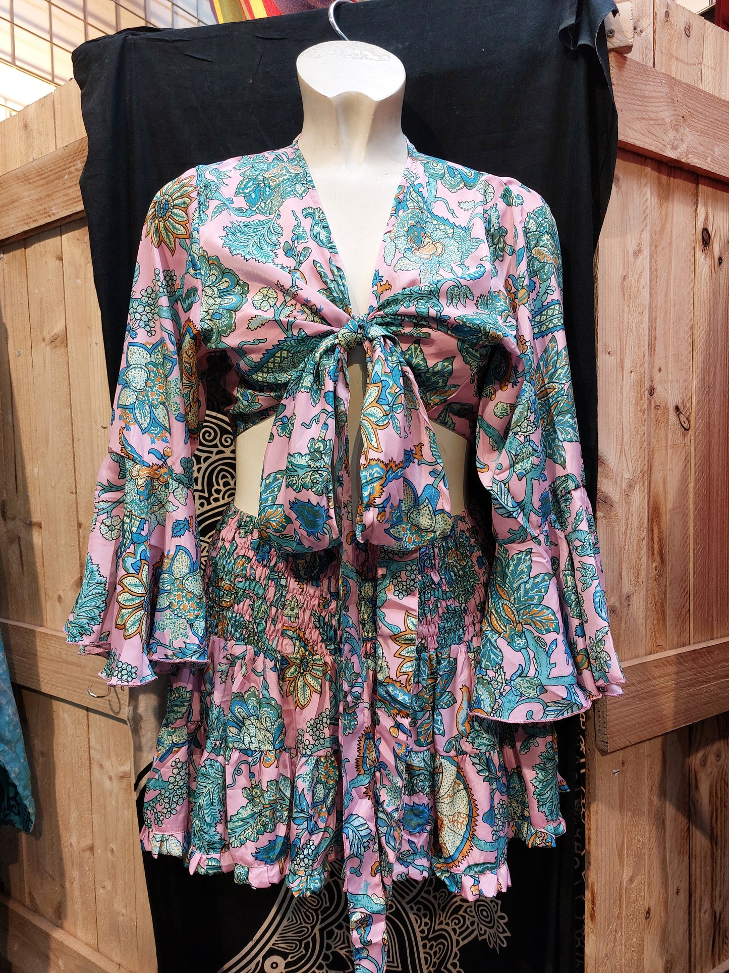 Crop Top & Rara Skirt PINK Matching Set Indian Silk