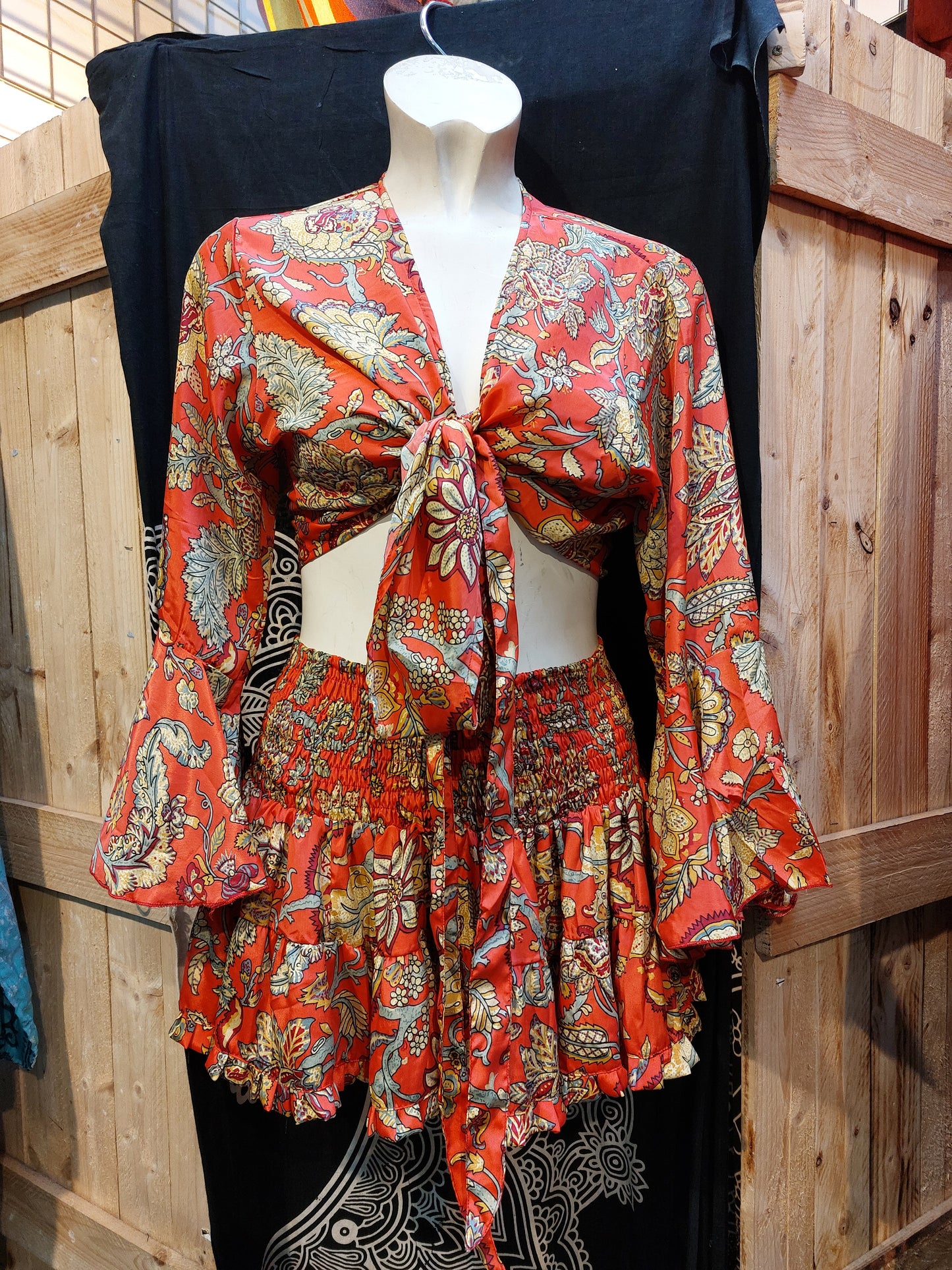 Crop Top & Rara Skirt PINK Matching Set Indian Silk