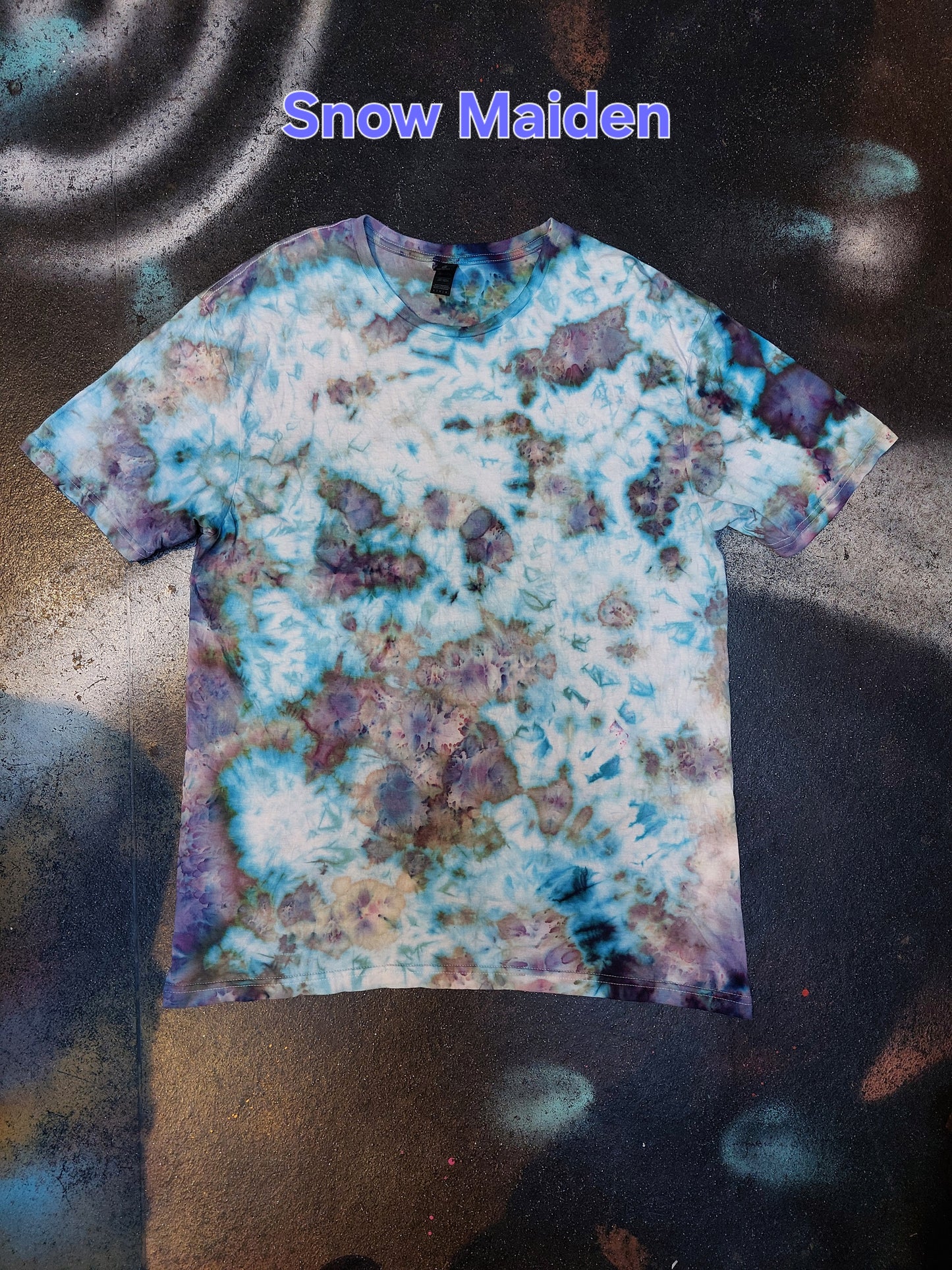 Ice dyed tie dye Snow Maiden Purple Blue colour T shirt sizes S to 5XL
