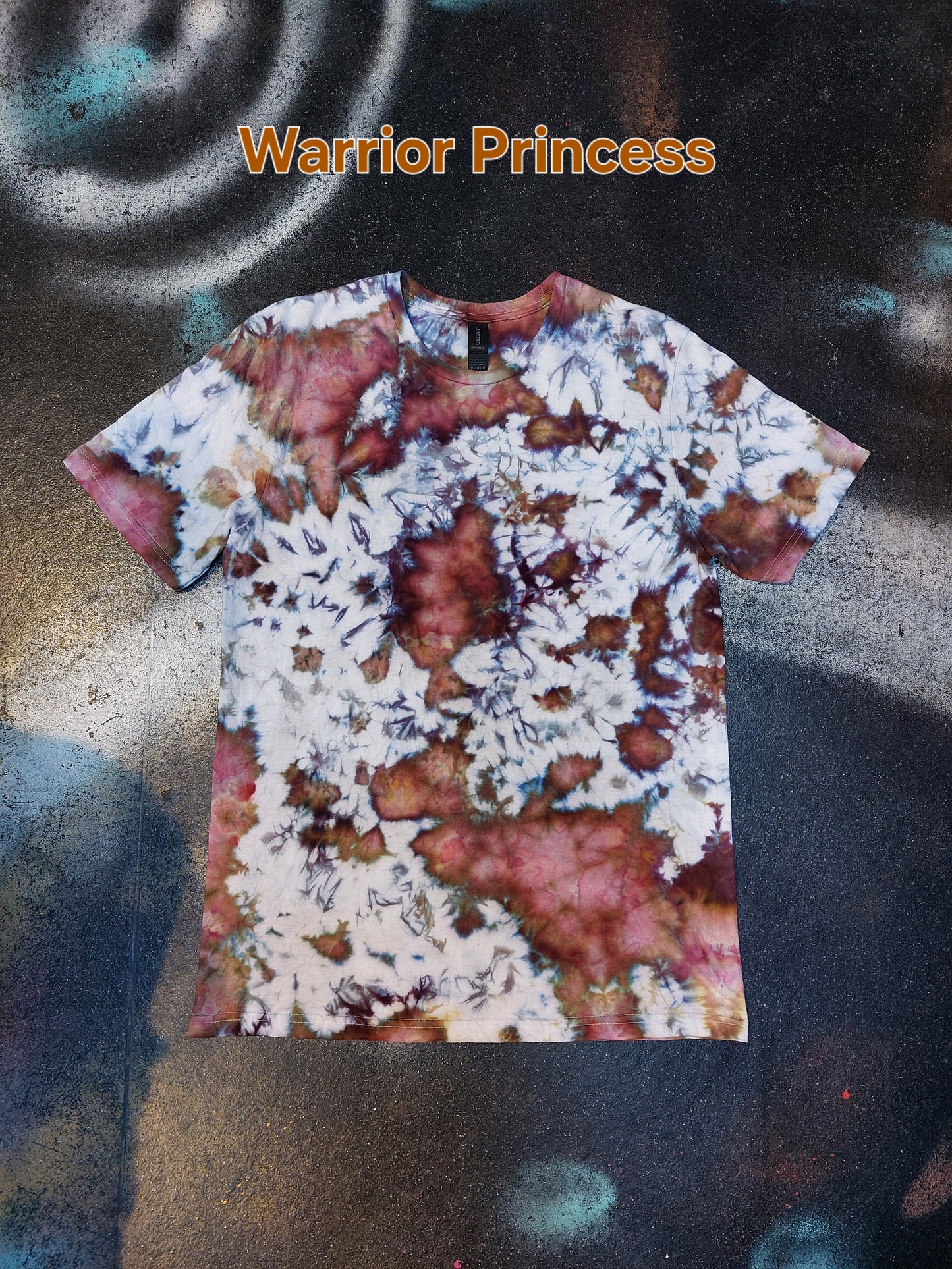 Ice dyed tie dye Warrior Princess Maroon Purple Blue colour T shirt sizes S to 5XL