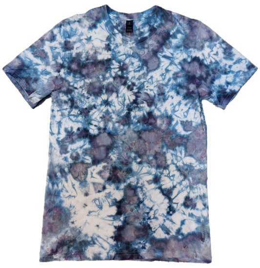 Ice dyed tie dye Alchemist Blue purple brown colour T shirt sizes S to 5XL