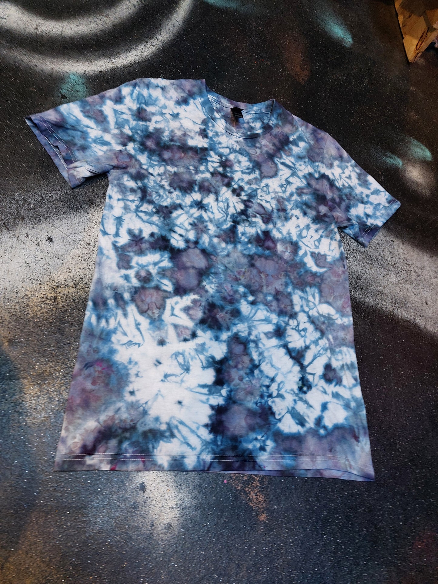 Ice dyed tie dye Alchemist Blue purple brown colour T shirt sizes S to 5XL