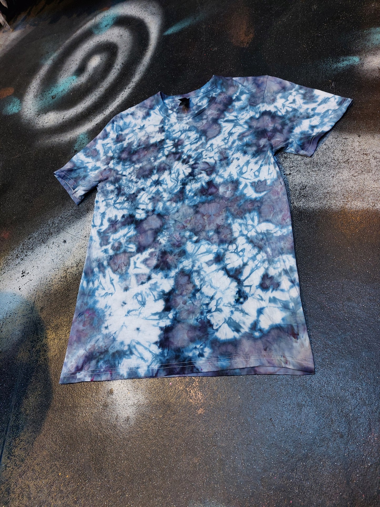 Ice dyed tie dye Alchemist Blue purple brown colour T shirt sizes S to 5XL