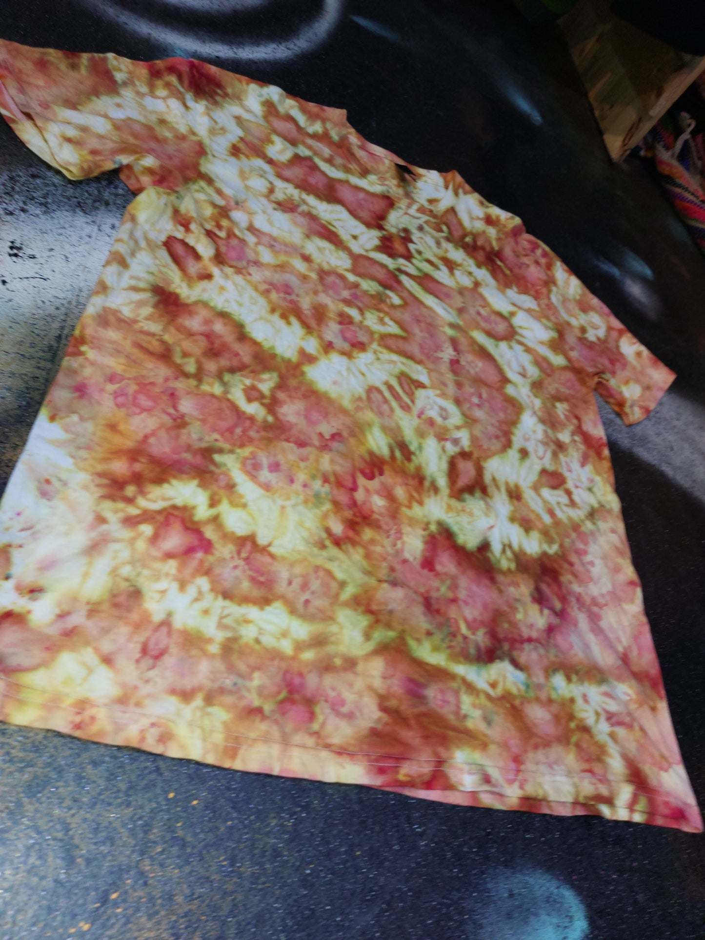 Ice dyed tie dye Phoenix Flame Orange fire colour T shirt sizes S to 5XL