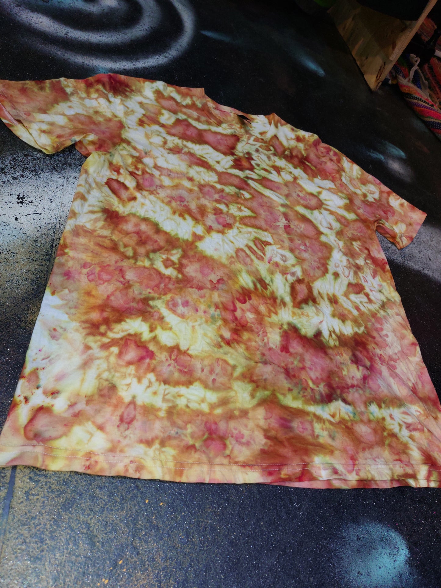 Ice dyed tie dye Phoenix Flame Orange fire colour T shirt sizes S to 5XL