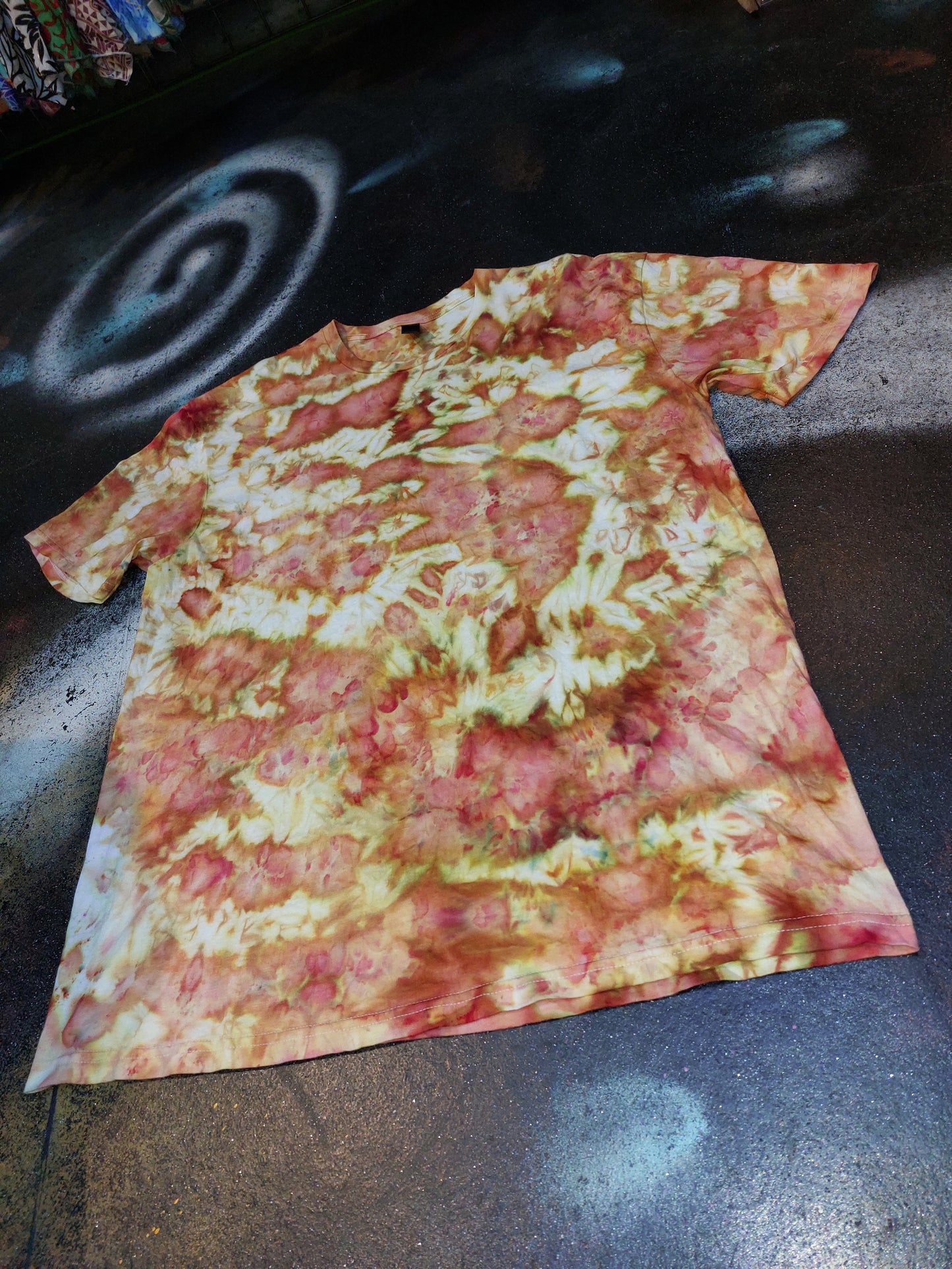 Ice dyed tie dye Phoenix Flame Orange fire colour T shirt sizes S to 5XL