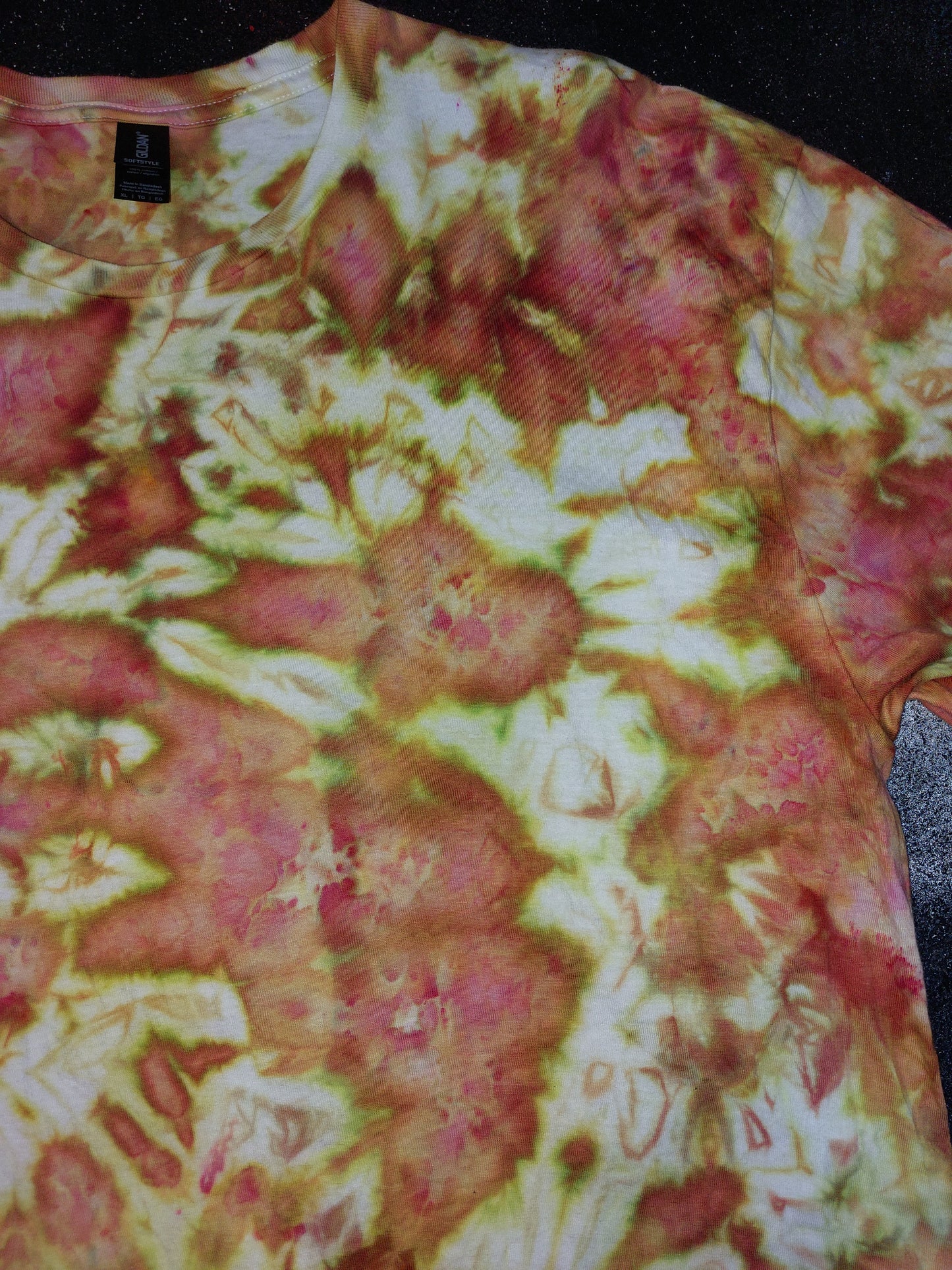 Ice dyed tie dye Phoenix Flame Orange fire colour T shirt sizes S to 5XL